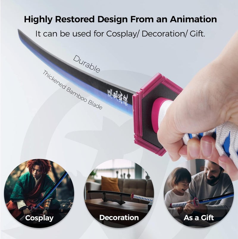 Cold Blade Demon Katana - 41 Inch Anime Replica with Belt and Stand - Durable Sword Perfect for Cosplay - Nichirin Sword with Authentic Design - Image 2